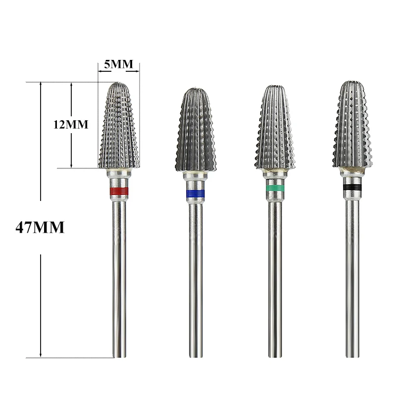 1개 텅스텐 카바이드 네일 드릴 비트 3/32인치 네일 비트 로터리 버 밀링 커터 매니큐어 전동 네일 액세서리 도구
