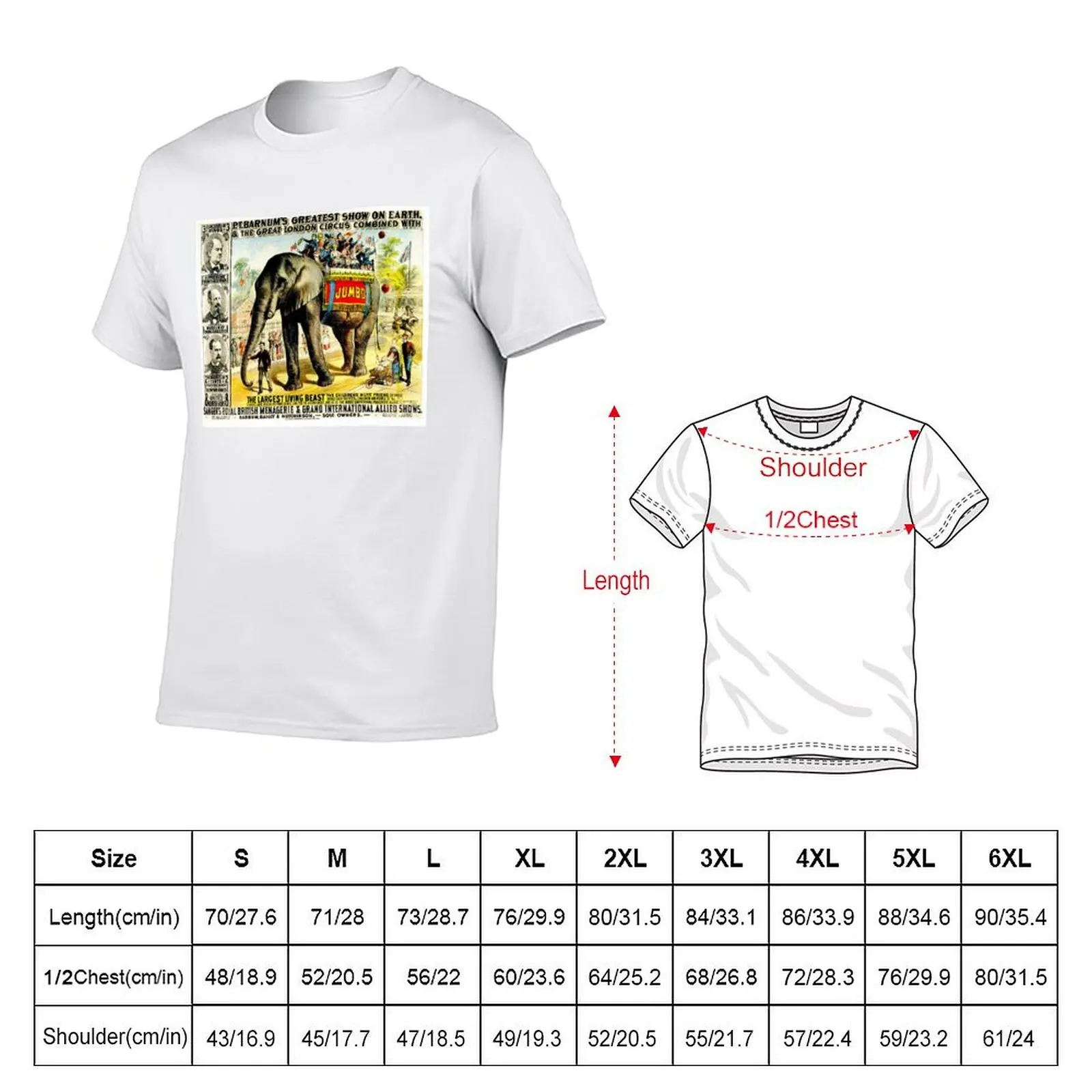 BARNUM : Vintage Jumbo Elephant Circus Advertising Print T-Shirt graphic t shirts for man anime tshirt T-Shirt
