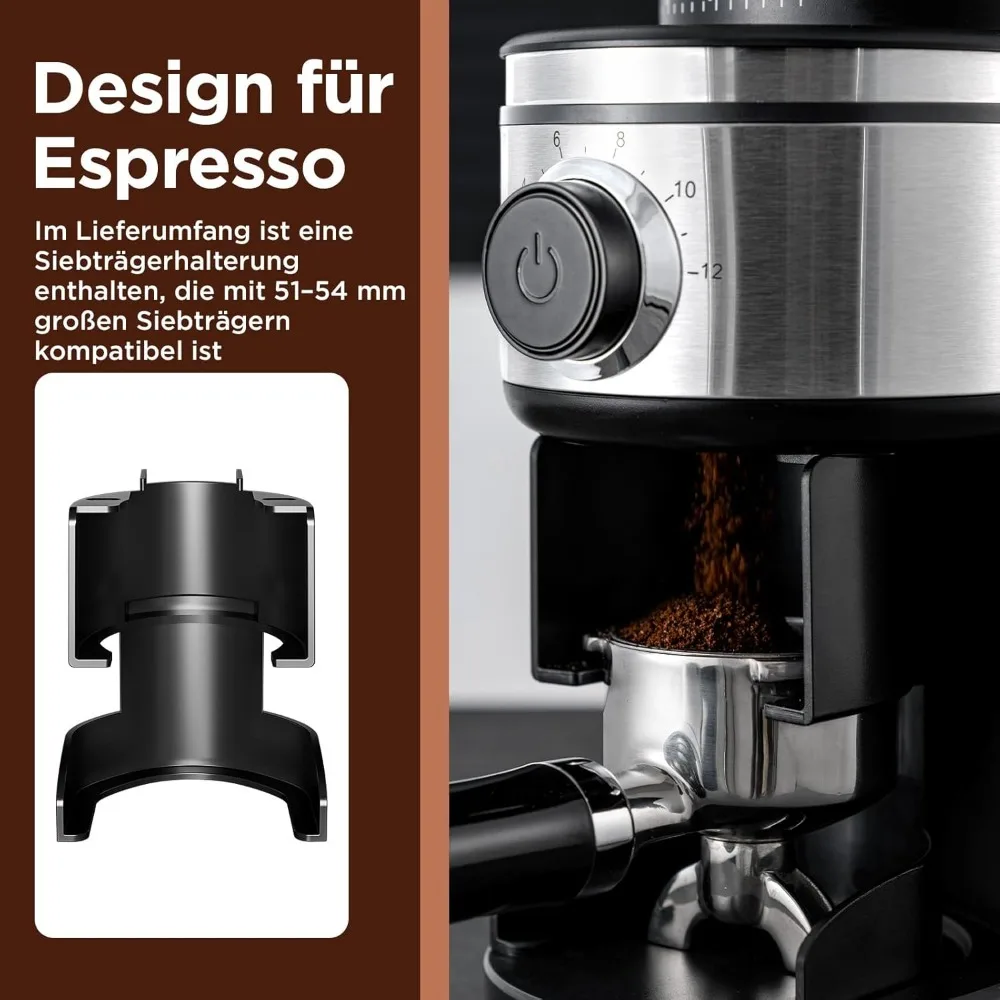 

Coffee Grinder, Electric Conical Coffee Bean Grinder With 30 Adjustable Grind Settings For 2-12 Cups, Sliver & Black