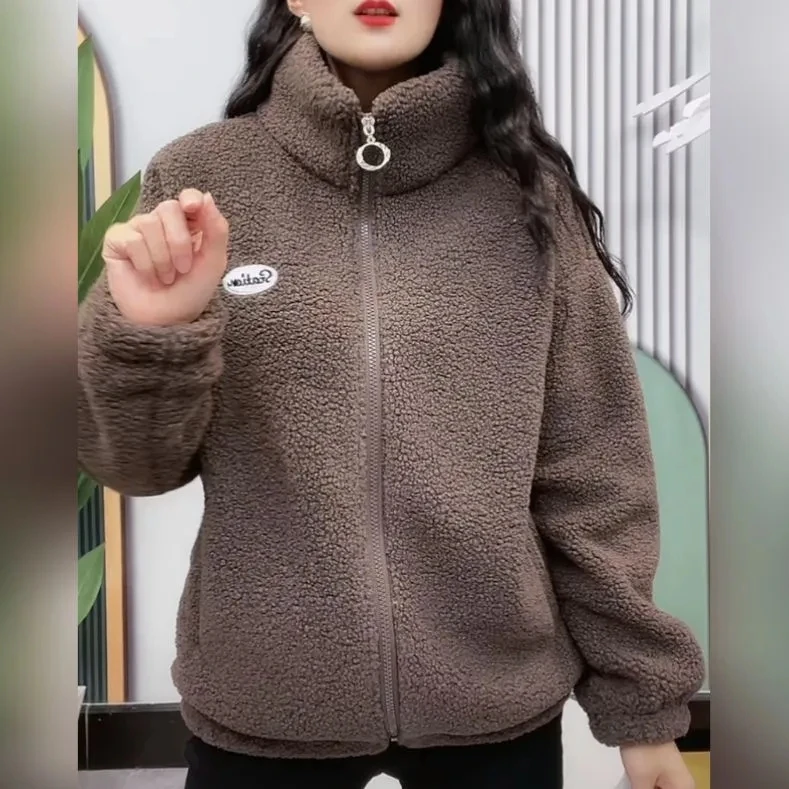 힙합 가을 겨울 플리스 푹신한 재킷 스트리트웨어, 하라주쿠 푹신한 지퍼 코트, 여성 경량 재킷, 플러시 따뜻한 재킷 코트