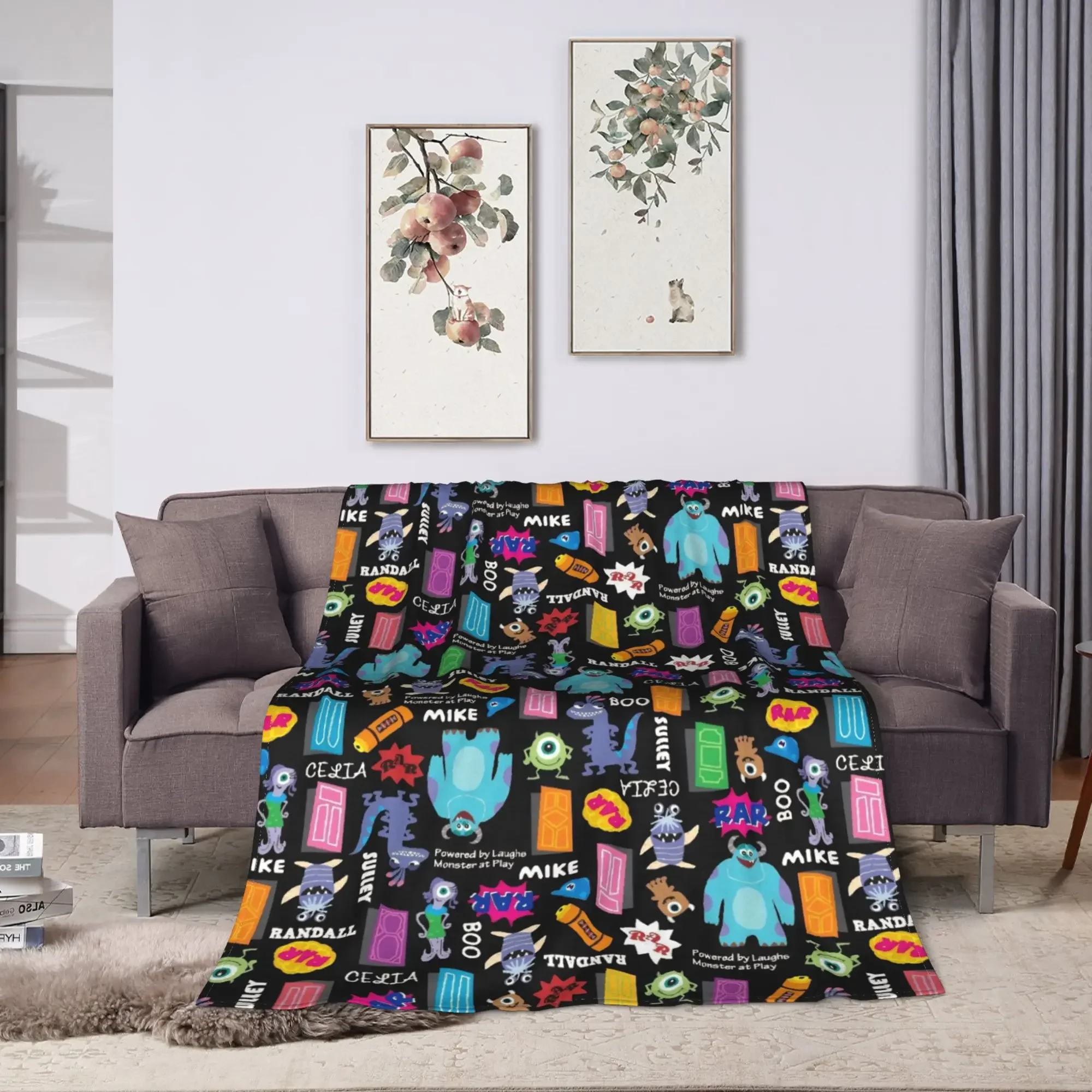 Monster Inc Blanket Quality Warm Soft Cartoon Throw Blanket Winter Picnic Couch Bed Graphic Bedspread