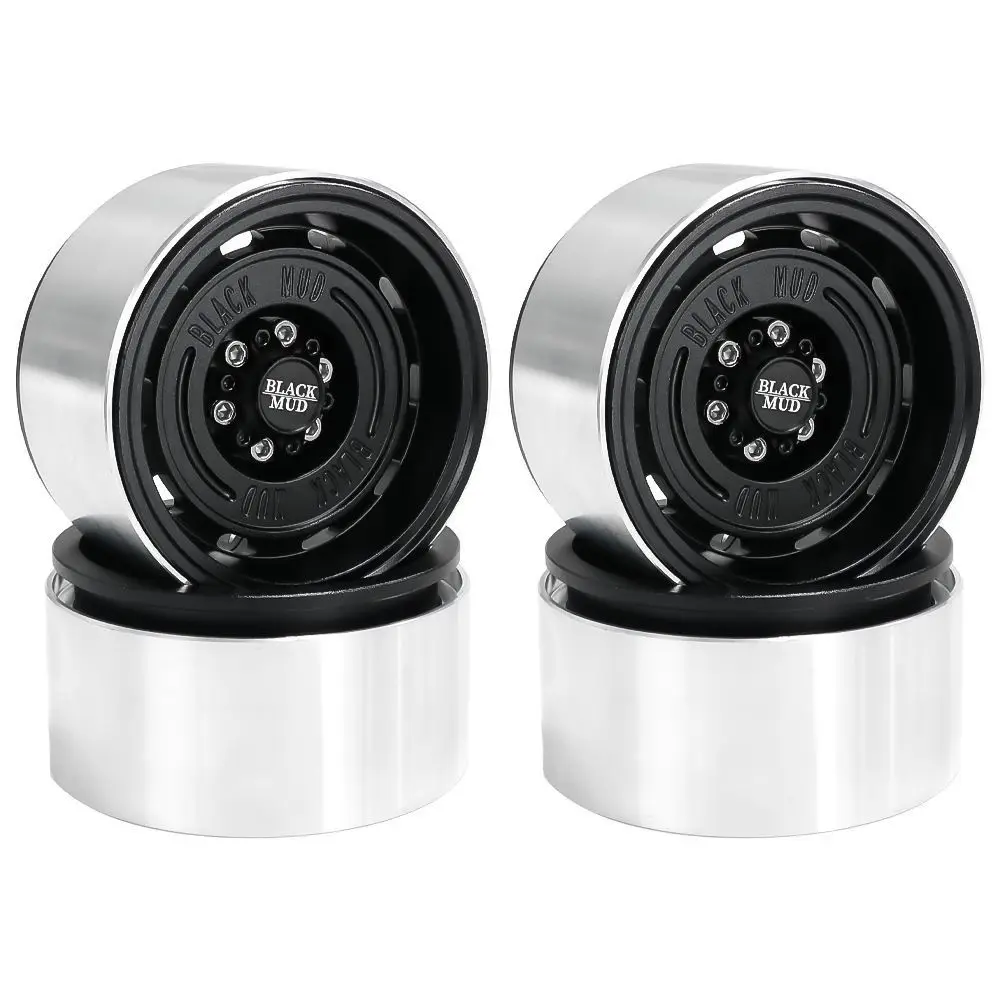 Mozzo ruote retrò fango nero da 2,2 pollici per 1/10 RC Crawler Car TRX4 Defender Bronco AXIAL SCX10 RC4WD D90 Wraith Crossrc Tank 300