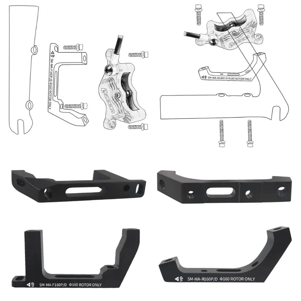 Drueable Black Disc Brake Mount Adapter Front/Rear Brake 160mm Ultralight PM/IS Converter Rotor Road Bike Exchange Bracket