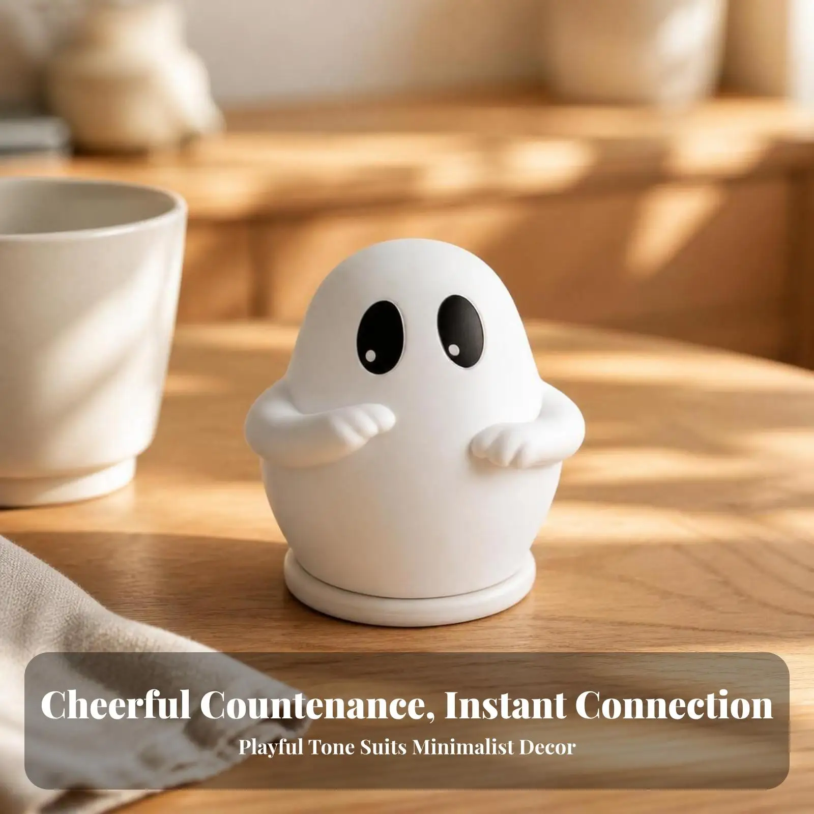 Fun Ghost Toothpick Holder with Oval Eyes Skewer Dispenser for Holiday Dining Compact Countertop Storage