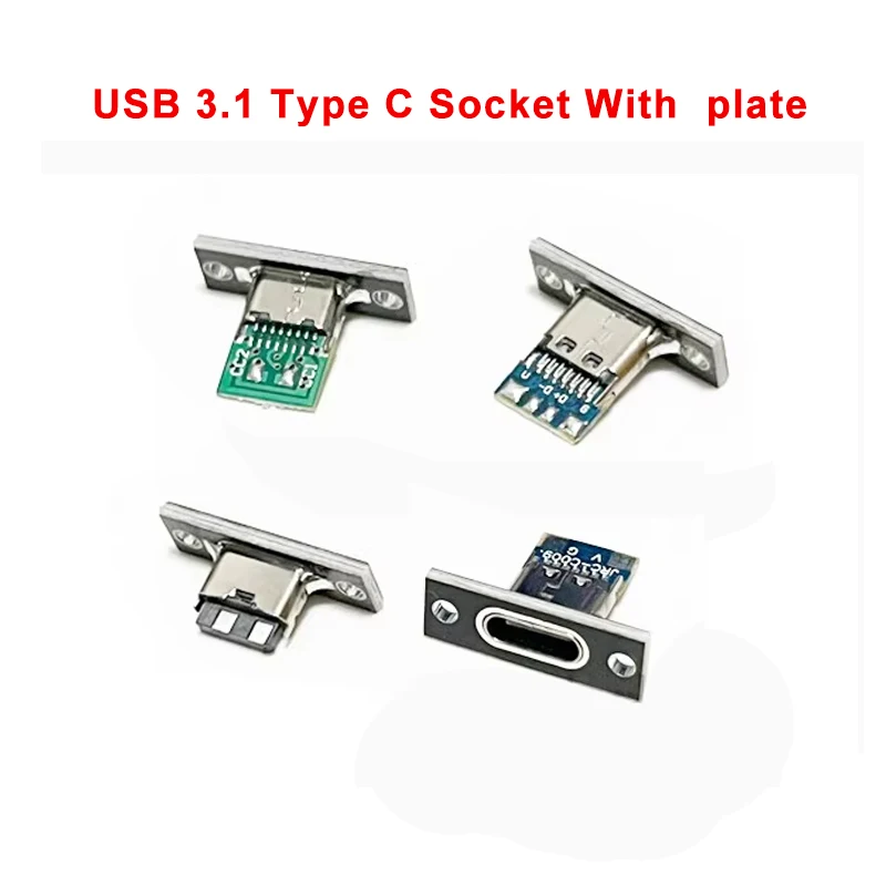 1-10 szt. Gniazdo USB 3.1 typu C z płytką mocującą śrubę typu C gniazdo USB 3.1 typu C 2Pin 4Pin 5Pin 6-pinowe złącze Jack żeńskie