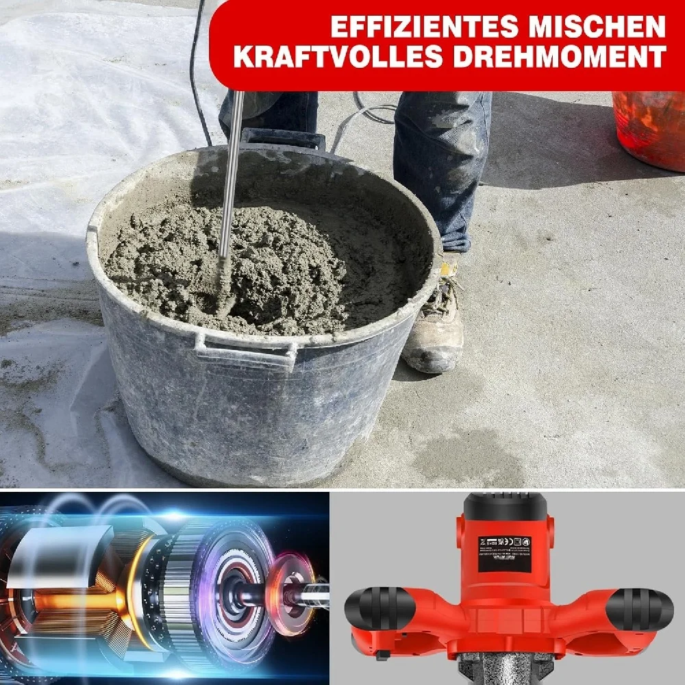 New Handheld Paint Concrete Mixer Machine Paddle Mixer Adjustable 6Speed Stirrer Electric Mix Stirring Tool M14 Mixing Rod 2600W