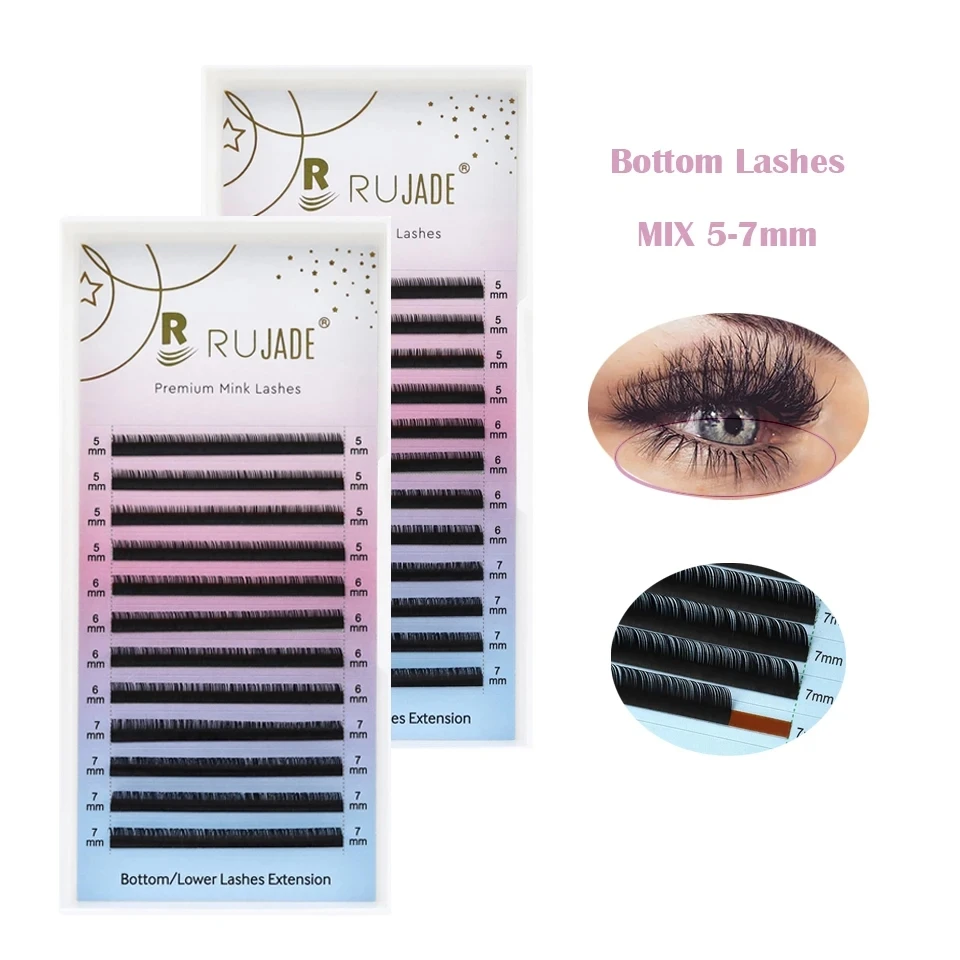 Mix(5-7mm) Lower Under Lashes Eyelash Extension Trays Individual Lash Extensions B Curl Short/Long/Bottom Faux Mink Lash Makeup