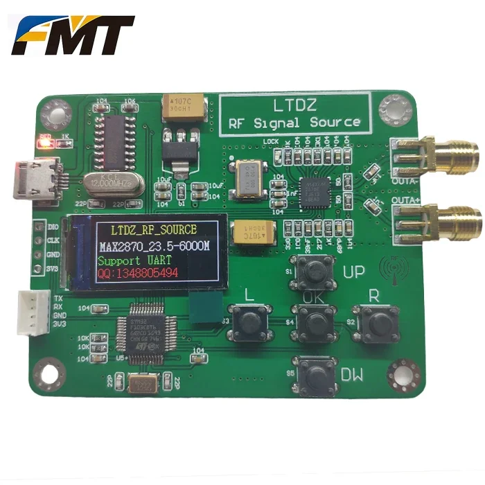 FMT .MAX2870 0.96 inch OLED  STM32 23.5-6000MHz Signal Source Module USB 5V Powered Frequency and Modes Accessory