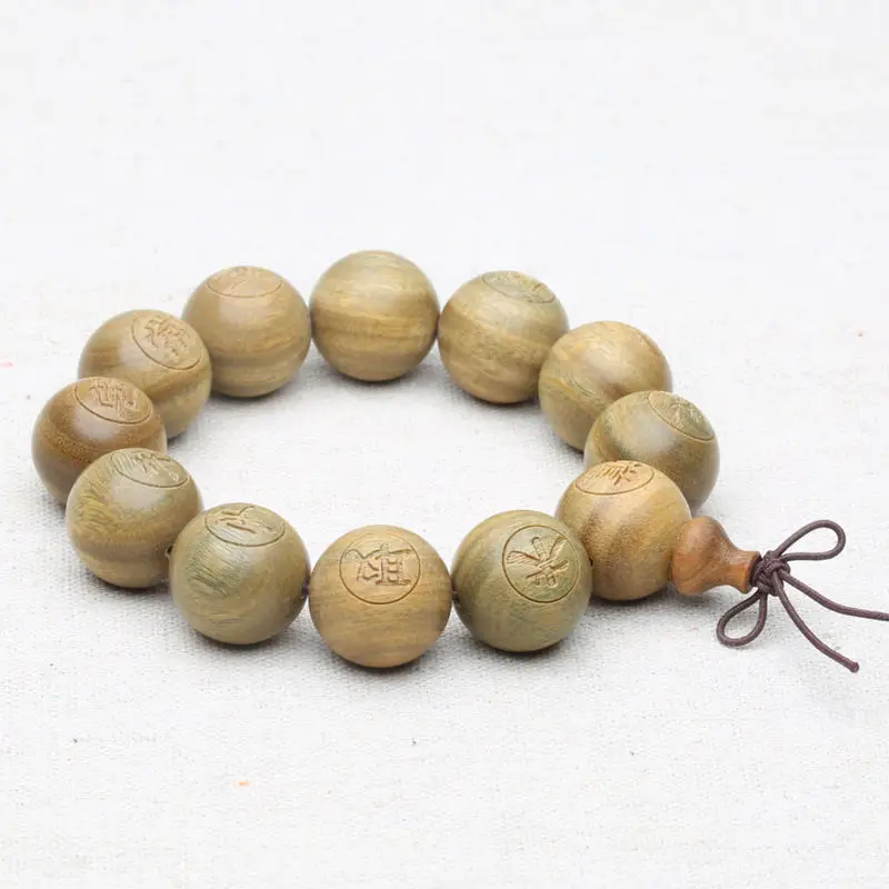Green Sandalwood Bracelets Buddhist Prayer Beads Wrist Malas for Man 15mm 18mm 20mm BRO992