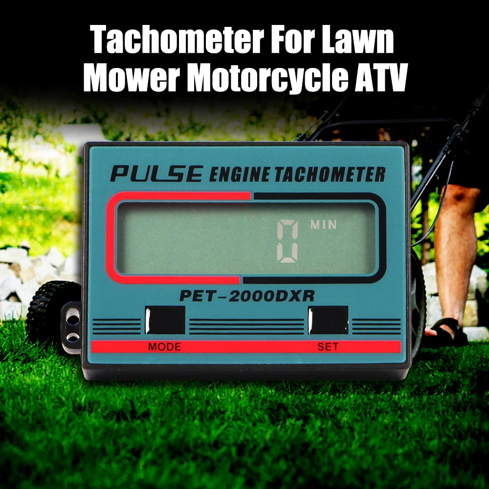 Pulse Engine Tach Hour Meter 100-30000RPM Digital for Motorcycle ATV Lawn Mower 2/4 Stroke Engine Spark Plugs Tachometer Gauge