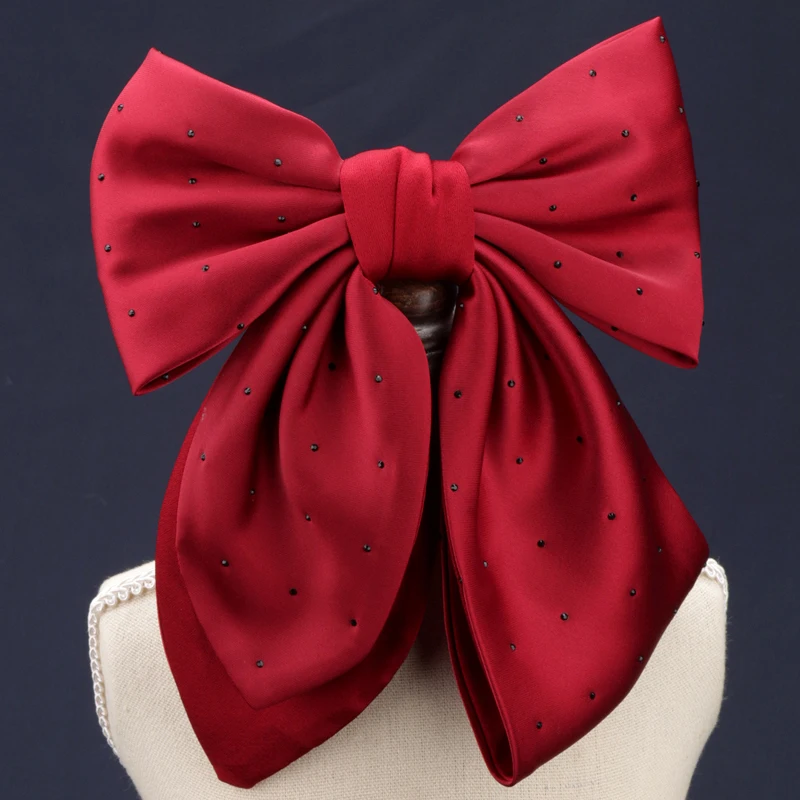 

Original burgundy bow hairpin satin hair accessories red dress tiara bridal accessories hot sale