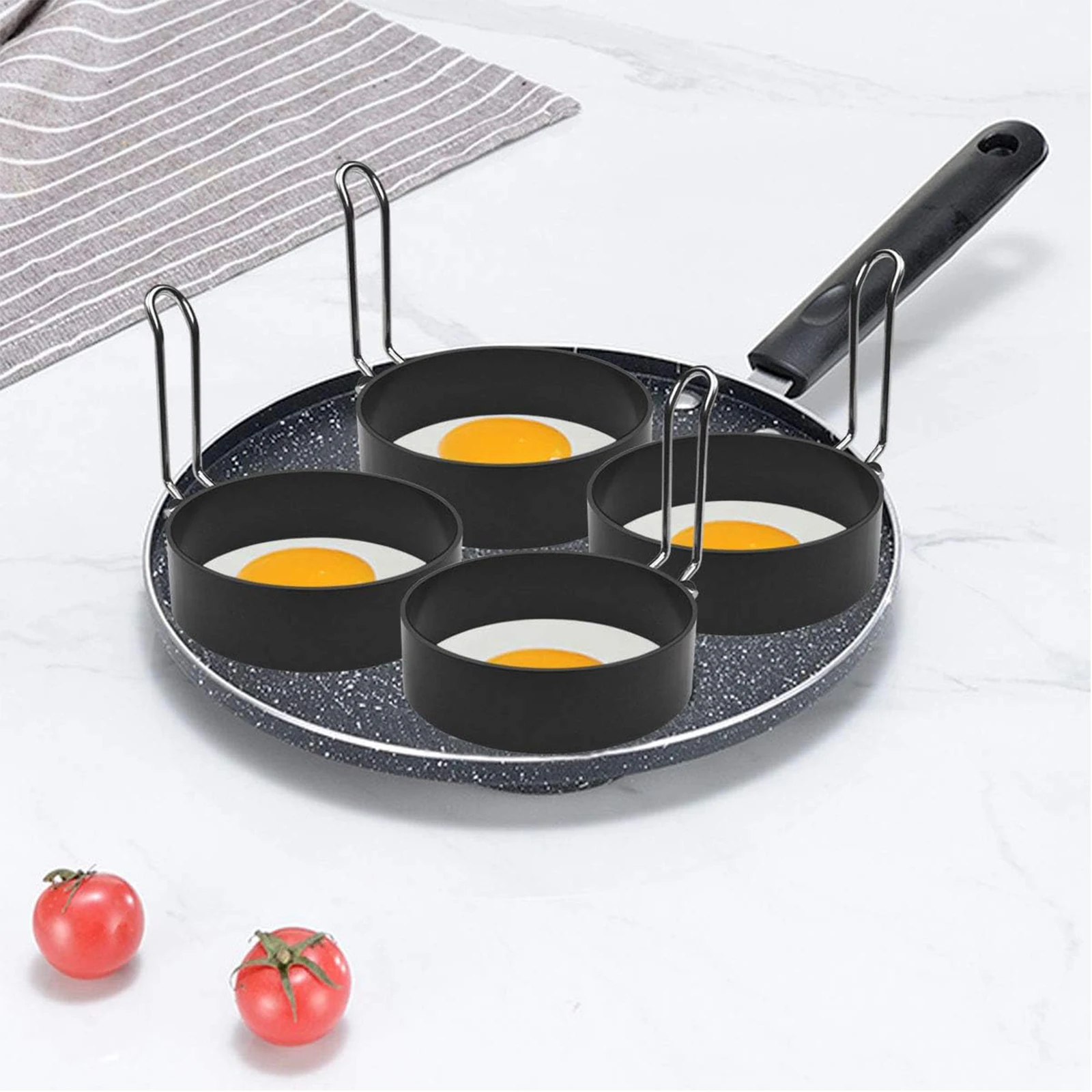 1/2/4-piece set of non stick coated fried egg rings, stainle