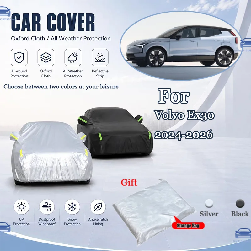 

For Volvo Ex30 2024-2026 Accessories All Weather Oxford Car Cover Uv Snow Dustproof Reflective Strip Outdoor Protection