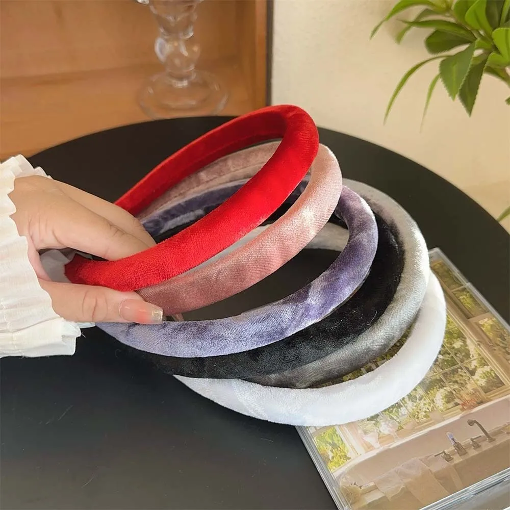 6/3pc Headband for Women Vintage Velvet Cloth Sponge Padded Hair Hoop Solid Color Hair Band Girls Hair Accessories