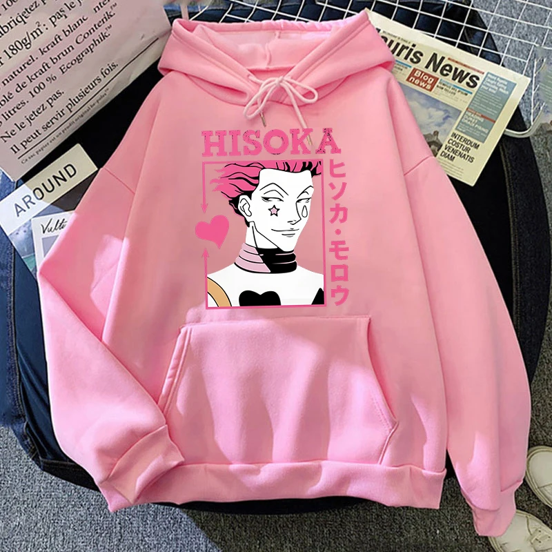 Homens e mulheres com capuz Hisoka estampado, pulôver casual, moletom personalizado, anime engraçado, plus size, novo