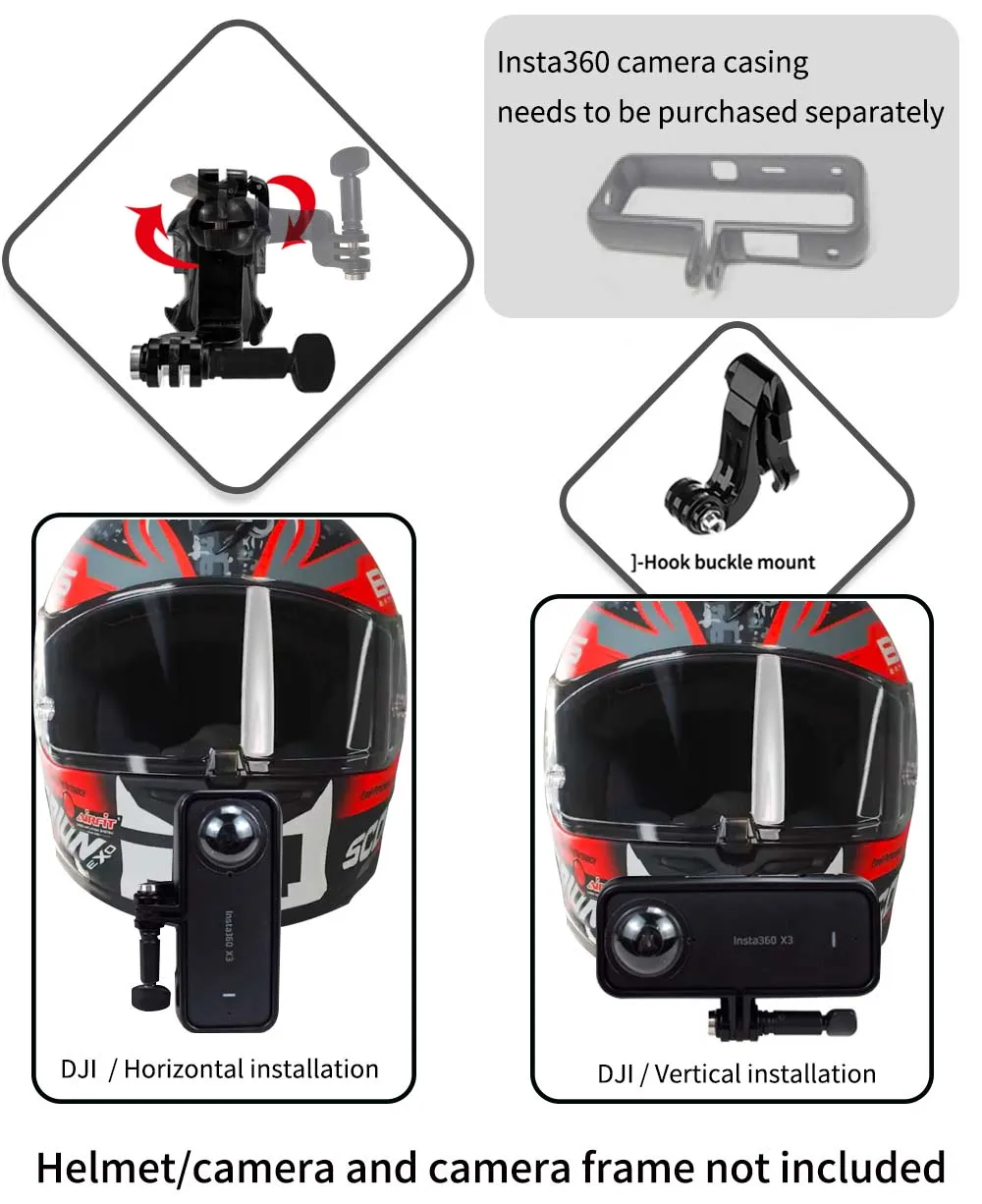 TUYU Scorpion Exo R1 EXO-R1 EVO Casco Supporto per mentoniera in alluminio personalizzato per GoPro per fotocamera Insta360 X4 X3 X2 One Rs DJI34