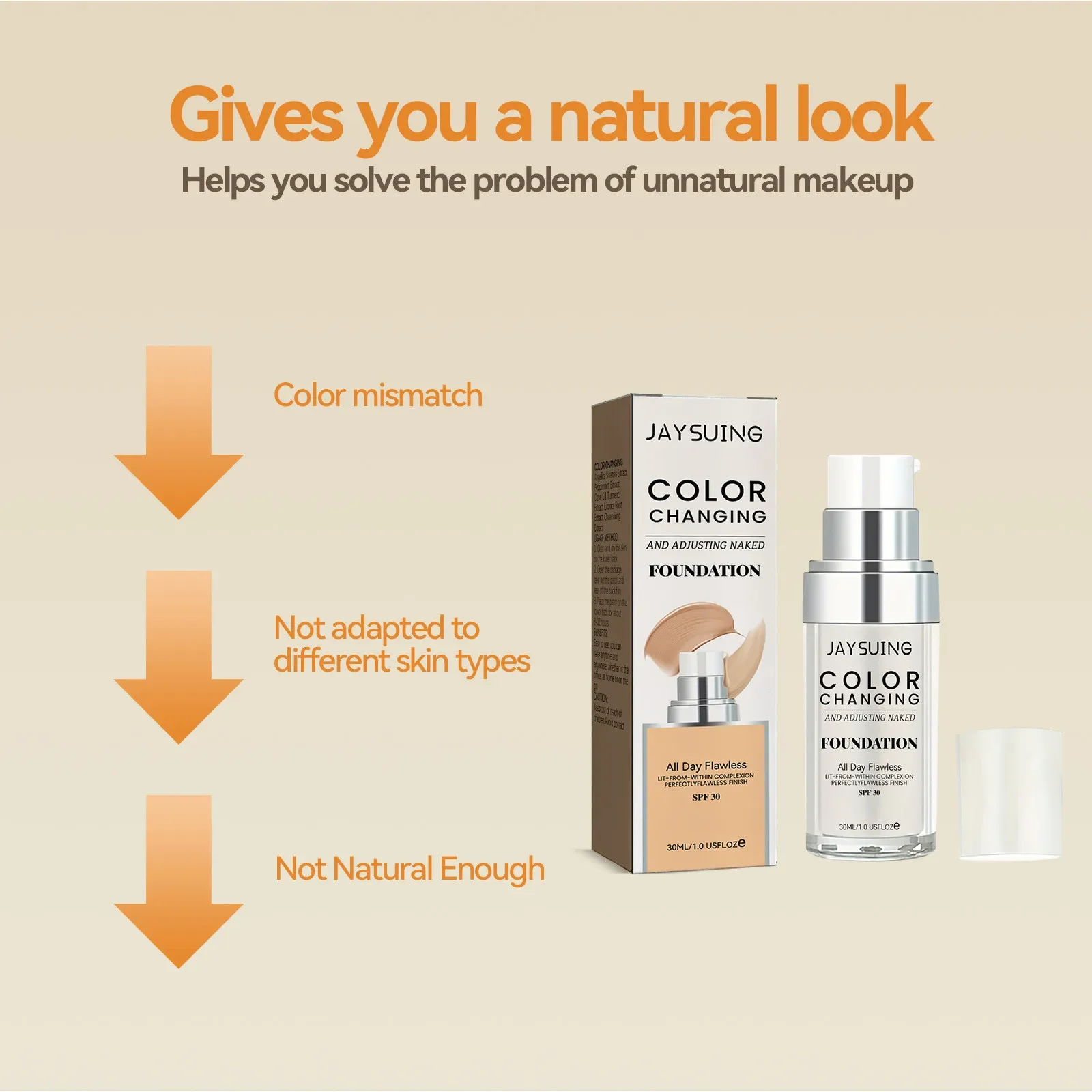 Jaysuing Natuurlijke Concealer Olie Controle Vloeibare Foundation Foundation Cover Huidvlekken Onzichtbare Porie Waterdichte Concealer