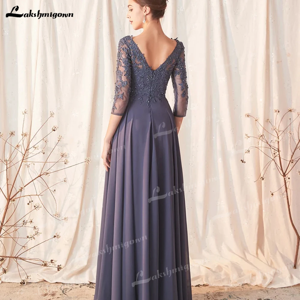 Abiti da festa lunghi donna per matrimoni 2023 Appliques in Chiffon mezza manica a-line abito lungo da sposa per gli ospiti robes de soirée