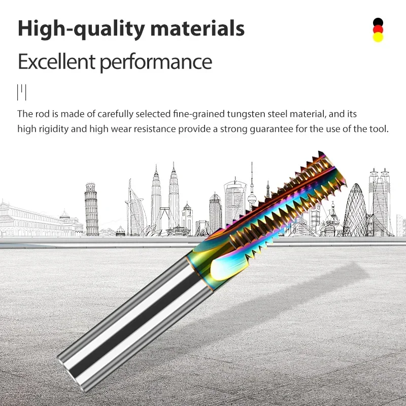 RL British Thread Milling Cutter Machining Center Tungsten Steel Alloy Internal Thread G1/4 PF Aluminum with High Light