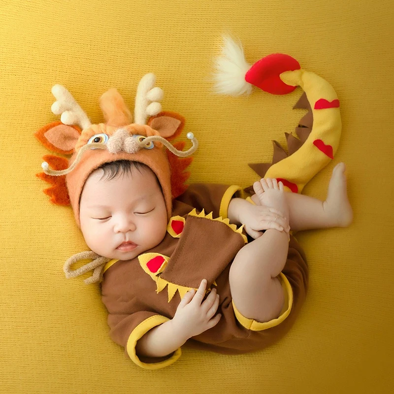 Cartoon Baby Clothing For Photo Infant Dragon Hat Pants Costume Newborn Photography Outfit Baby Boy Girl Shoot Accessories