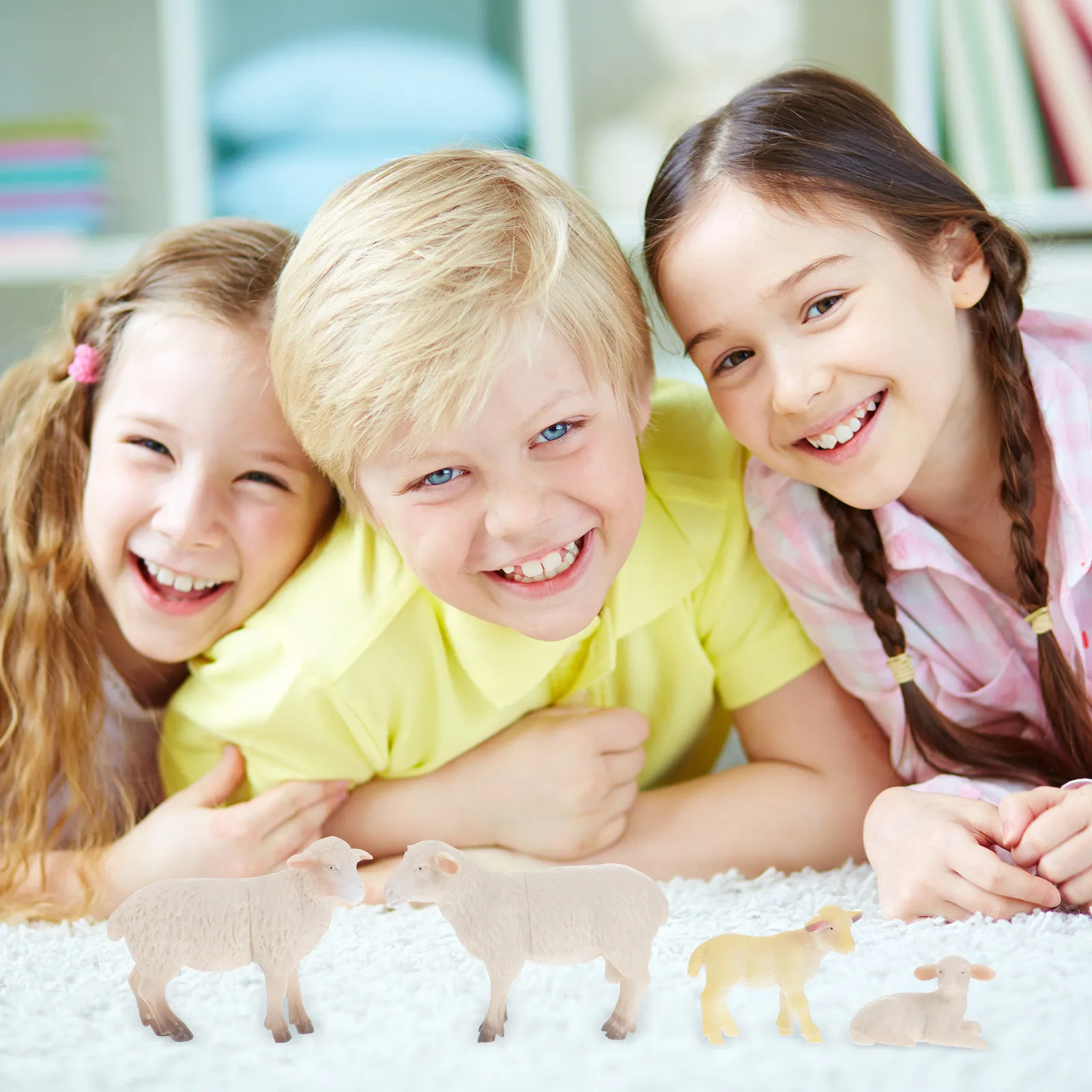 

4Pcs Lifelike Sheep Animal Plaything Childrens Educational Aid Develops Cognitive Skills Fine Motor Skills Imaginative Play