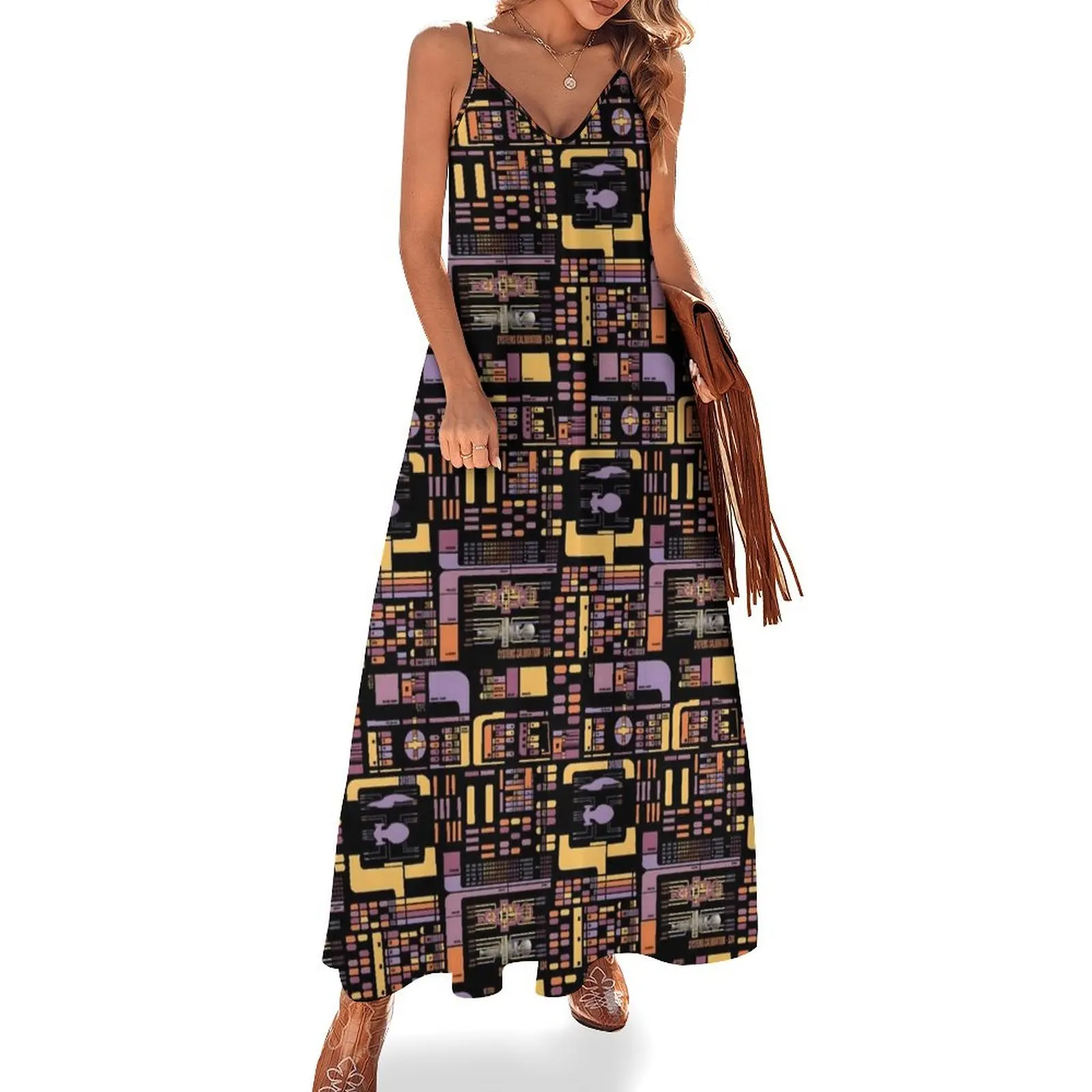 

SciFi Computer Panel LCARS Repeating Pattern Sleeveless Dress Dresses gala women's dresses luxury dress for women 2025 Dress