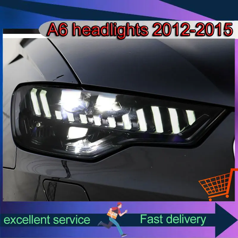 

Head Lamp For Audi 12-15 A6L Upgrade LED DRL RS7 Streamer Turn Signal Head Lights Projector Lens Automotive Accessories