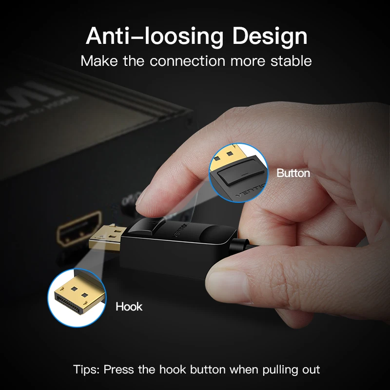 Vention DisplayPort to VGA Adapter 1080P@60Hz DP Male to VGA Female Active Converter for Laptop Monitor Projector