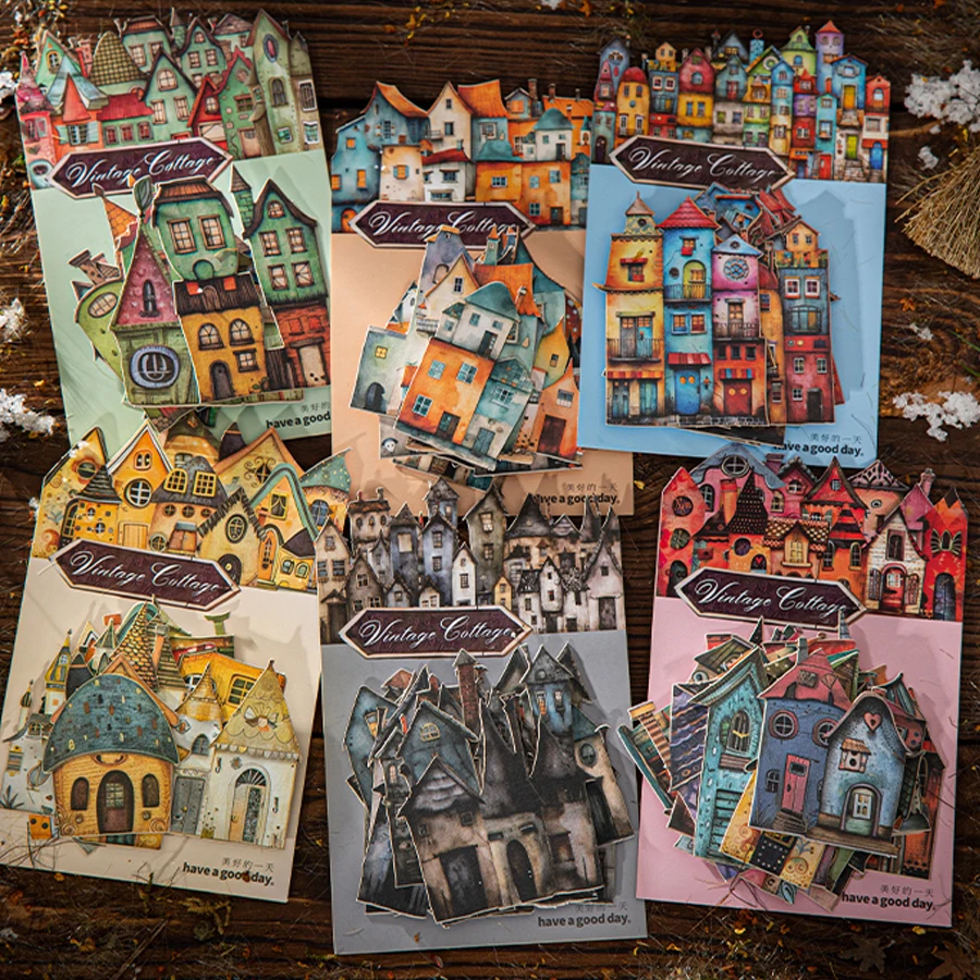 

Mr Paper, Vintage House Stickers 15pcs/bag The Wacky Cottage Series Cottage Hard Card DIY Stickers cheap kawaii stationery