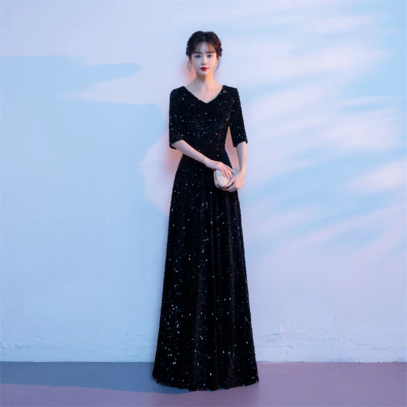 أداء زي الكورس الكبير المنافسة المرأة فستان طويل نمط جديد الكبار المضيف القراءة إجراء فستان احتفالي #5