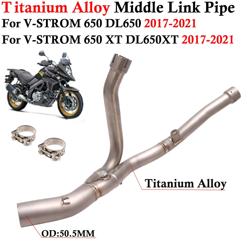 

Titanium Alloy Slip On For Suzuki V-STROM 650 DL650 XT DL650 2017 - 2021 Motorcycle Exhaust Escape Modify MId Link Pipe Muffler