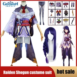 Game Genshin Impact Raiden Shogun Cosplay Costume Anime Uniform Dresses Wig Headwear Baal Outfits Halloween Full Set for Women