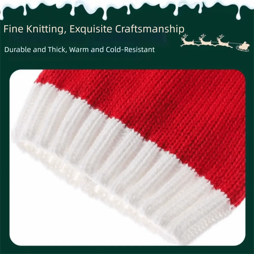 Leisure Merry Christmas Hat Christmas Knitted Hat Stripe Warm Woolen Hat Korean Style Green Red Santa Beanie Hat Winter/Autumn