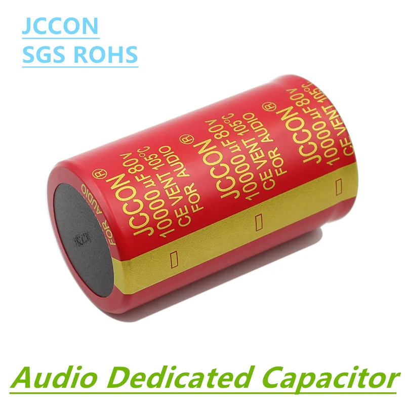 1PCS JCCON 80v10000uf audio electrolytic capacitor 10000UF80V 35x60 red robe copper foot high fidelity amplifier low ESR