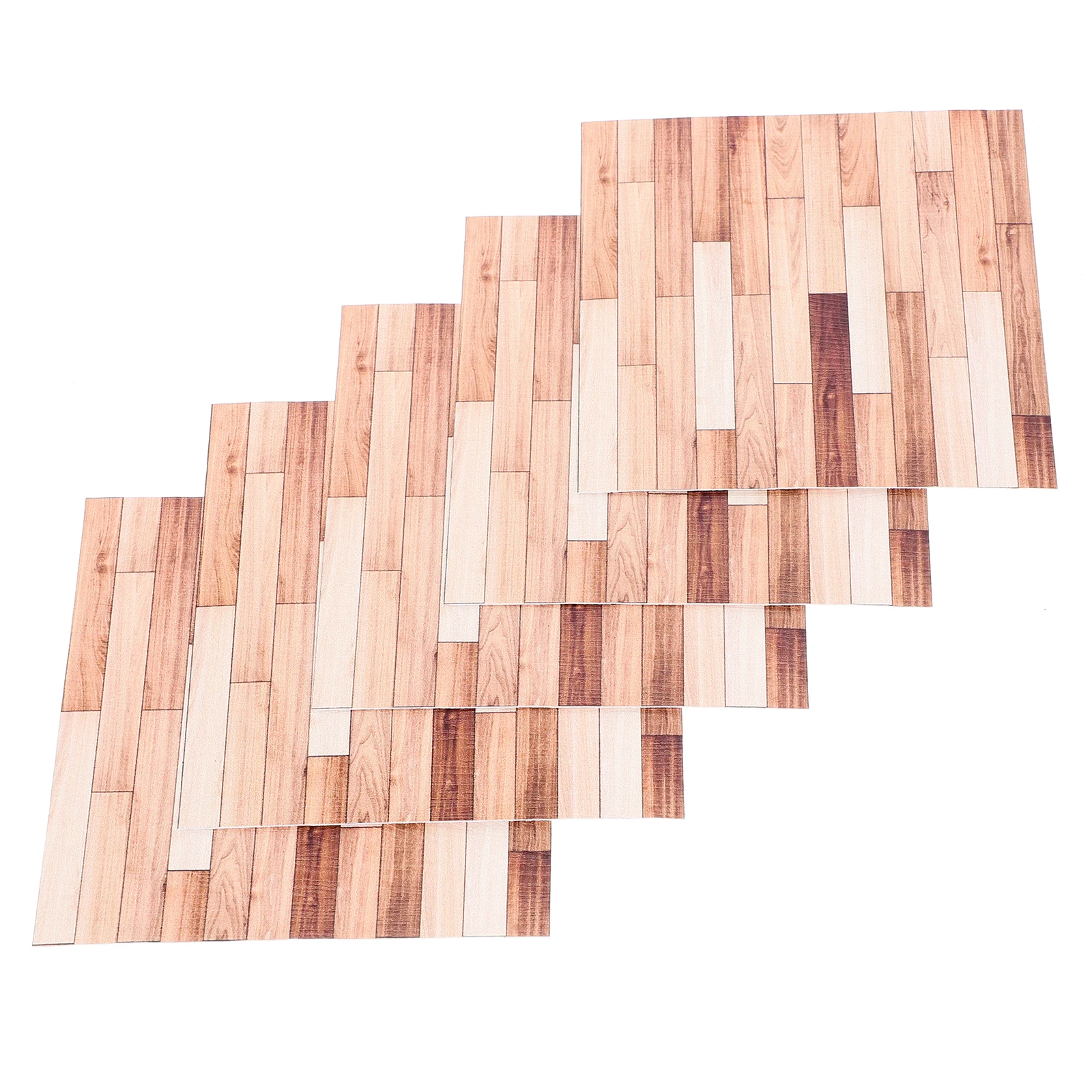 

5pcs Self Adhesive Wallboard Wallpaper 10x10cm Wood Grain Dollhouse Accessories Mini House Floor Paper Stickers