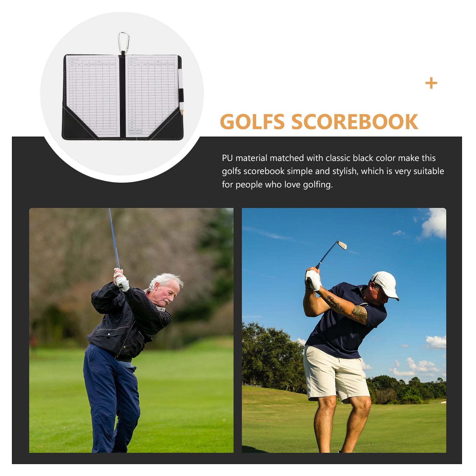 

Golf Scorebook PU Wallet Sleeve Sports Balls Record Holder Black Dust Proof Fits All Perfect Gift Golfing Accessories