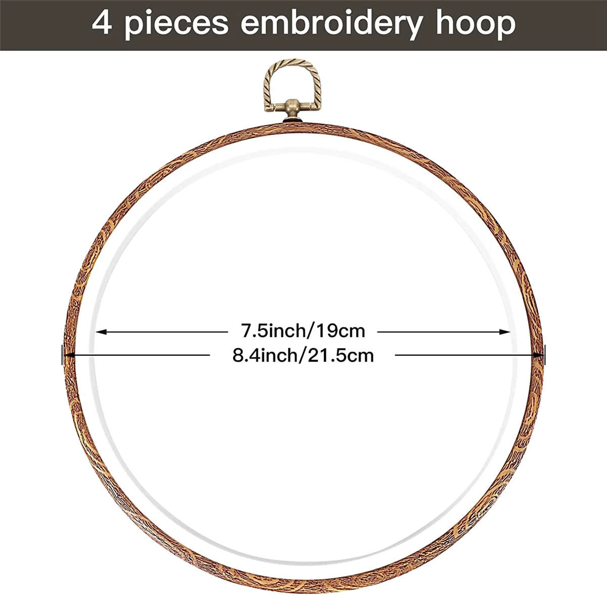 4 Pieces 8.4 Inch Embroidery Hoops Imitated Wood Display Frame Bulk Circle Embroidery Hoops