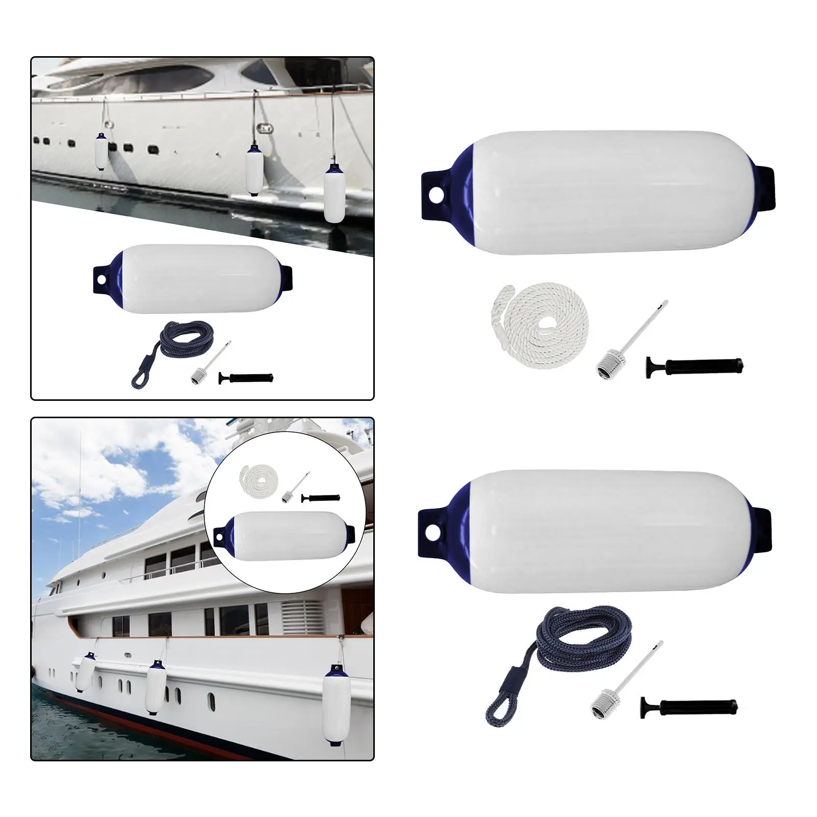 Inflatable Marine Boat Fender Heavy Duty PVC Dock Bumper Safety Equipment for Pontoon and Sailing Boats