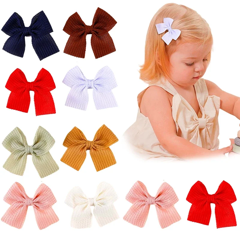 

ncmama 8Pcs Hair Bow with Clips For Girls Handmade Ribbon Hairpins Hairgrips Barrettes Kids Headwear Boutique Hair Accessories