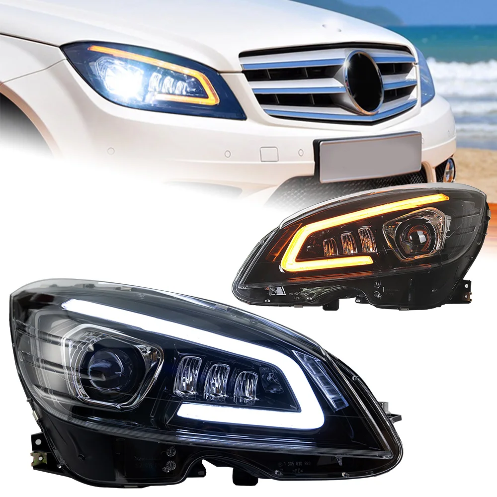 Car Lights For Benz W204 LED Headlight Projector Lens 2007-2010 C180 C200 Dynamic Signal Head Lamp Drl Automotive Accessories