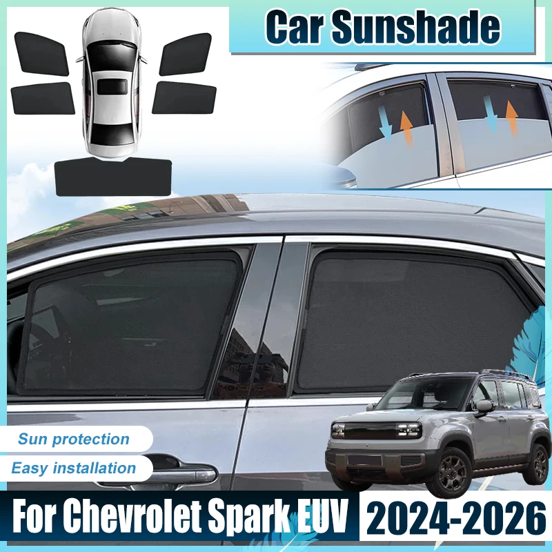 

For Chevrolet Spark EUV Accessories Baojun Yep Plus 2024 2025 2026 Car Window SunShade Mesh Covers light Shield Net Sun Baffle