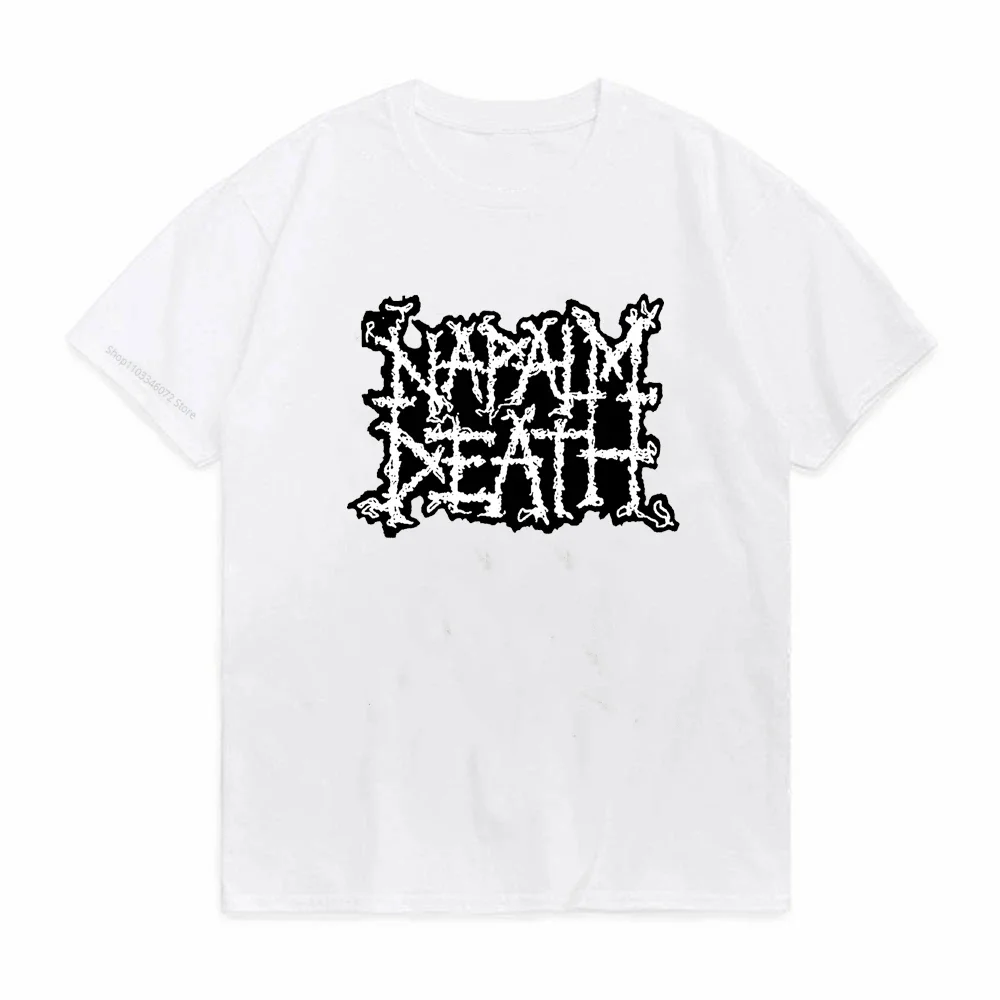Napalm Death Logo Men's T-shirts English Grindcore Band Death Metal Lovers Shirts Comfortable Summer Cotton Crewneck Tops