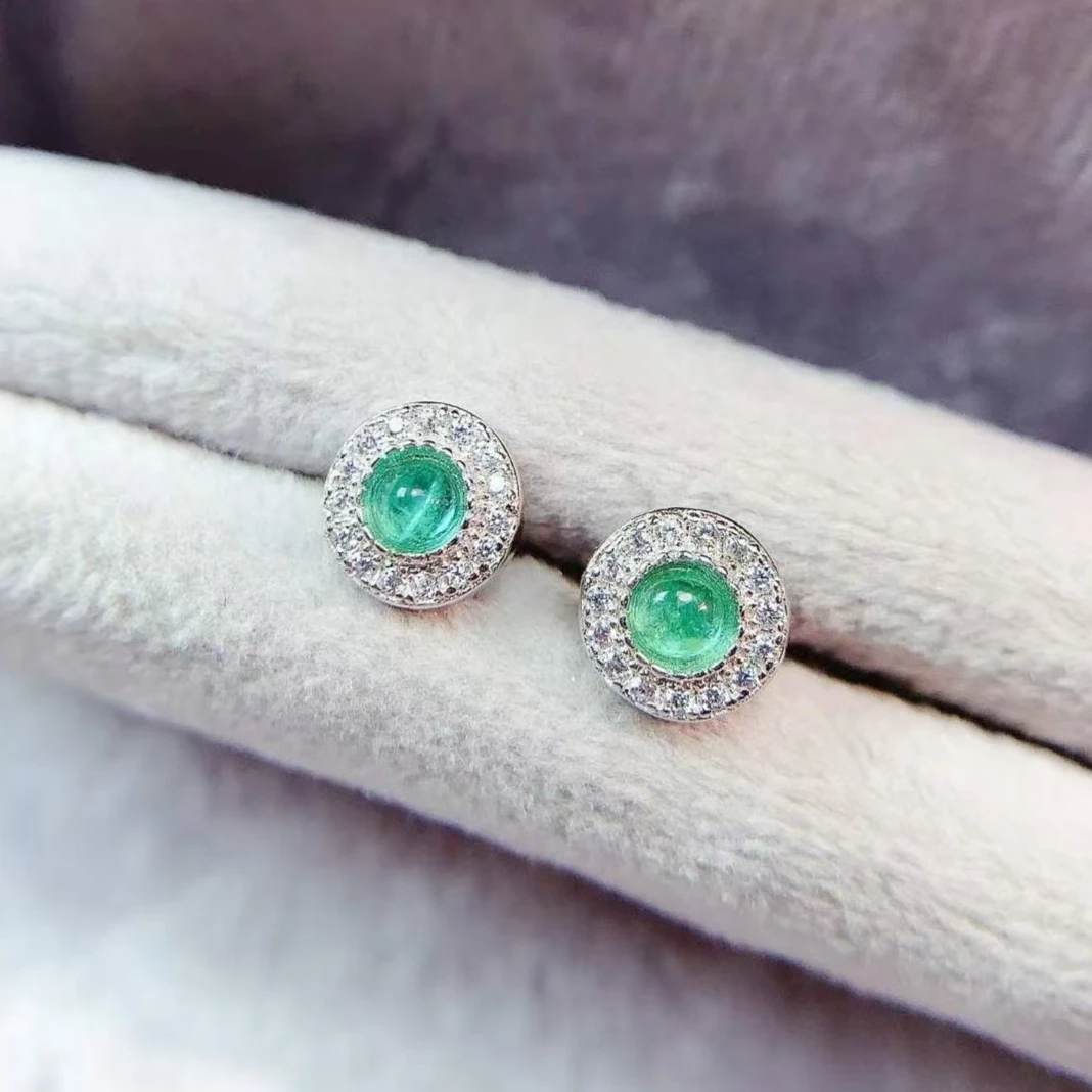 Natural Emerald Earrings with Certificate 925 Silver 3mm Colombian Emerald Jewelry Daily Wear Silver Stud Earrings for Women