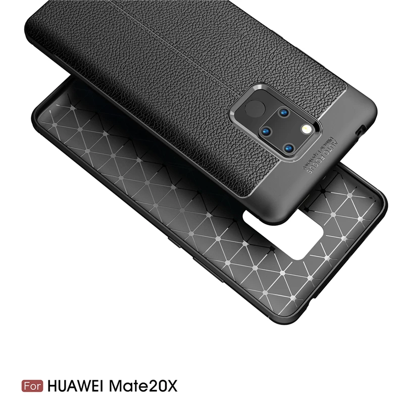 For Cover Huawei Mate 20 X Case Silicone TPU Cover For Huawei Mate 20 X Funda Lichee Hybrid Cases For Huawei Mate 20X Phone Case
