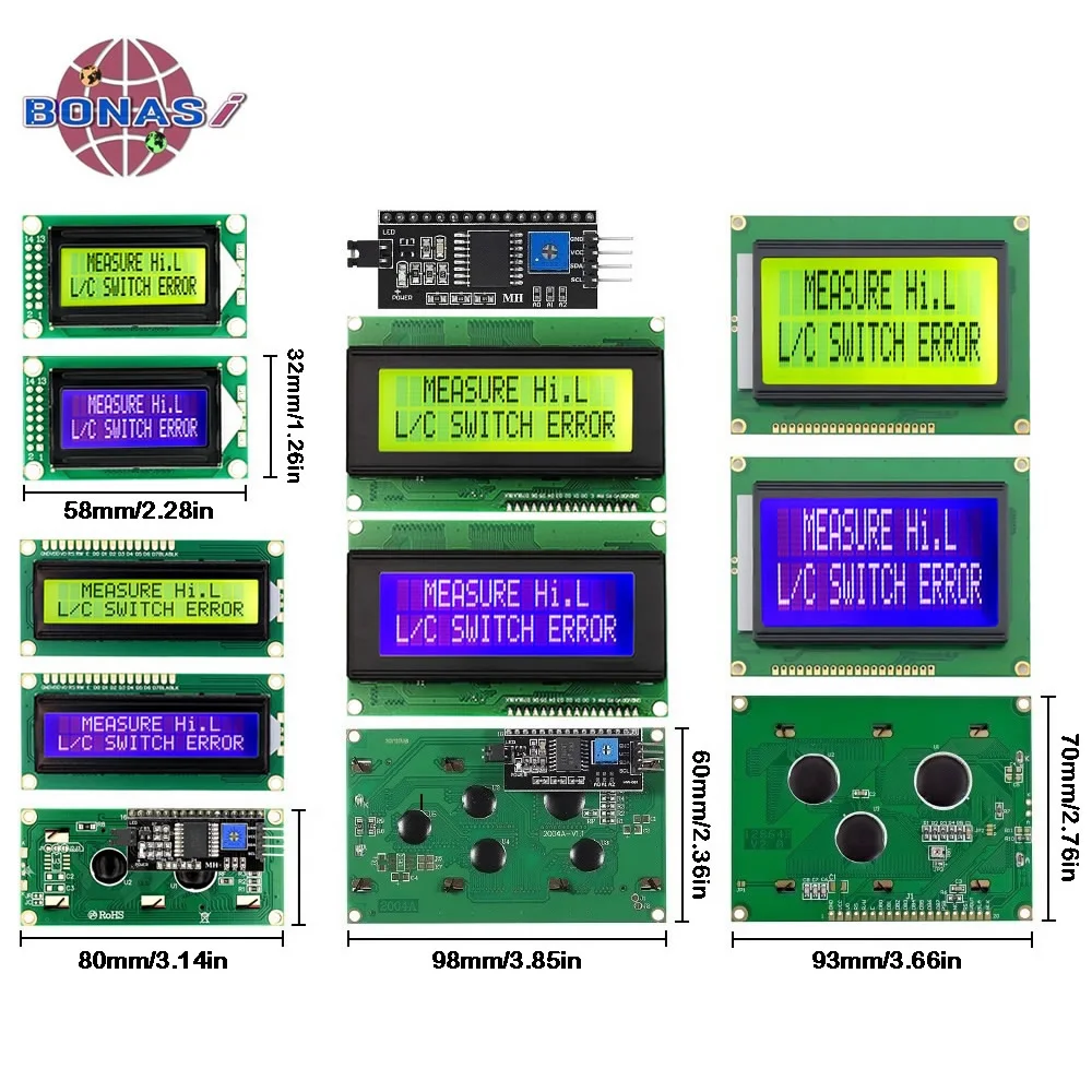 LCD Module LCD1602A 2004A 12864B 0802 16x2 20x4 Character LCD Display PCF8574 IIC I2C Interface HD44780 Controller for Arduino