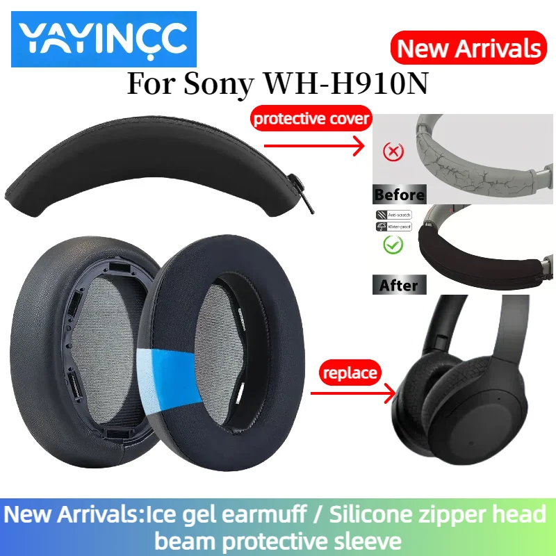 

YAYINCC Replacement Protein Memory sponge Earpads Silicone zipper head beam protective cover for SONY WH-H910N Headphones