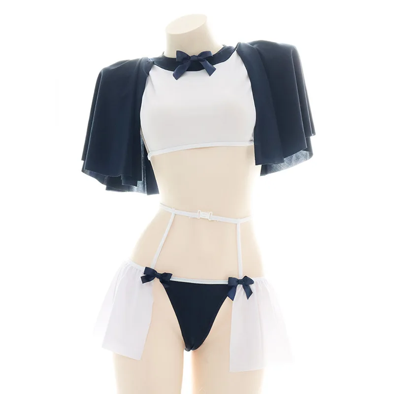 Sexy Anime Swimsuit Student Girl Paladin Top With Cape Swimsuit Uniform Costume Women Maid Hot Pajamas Lingerie Cosplay