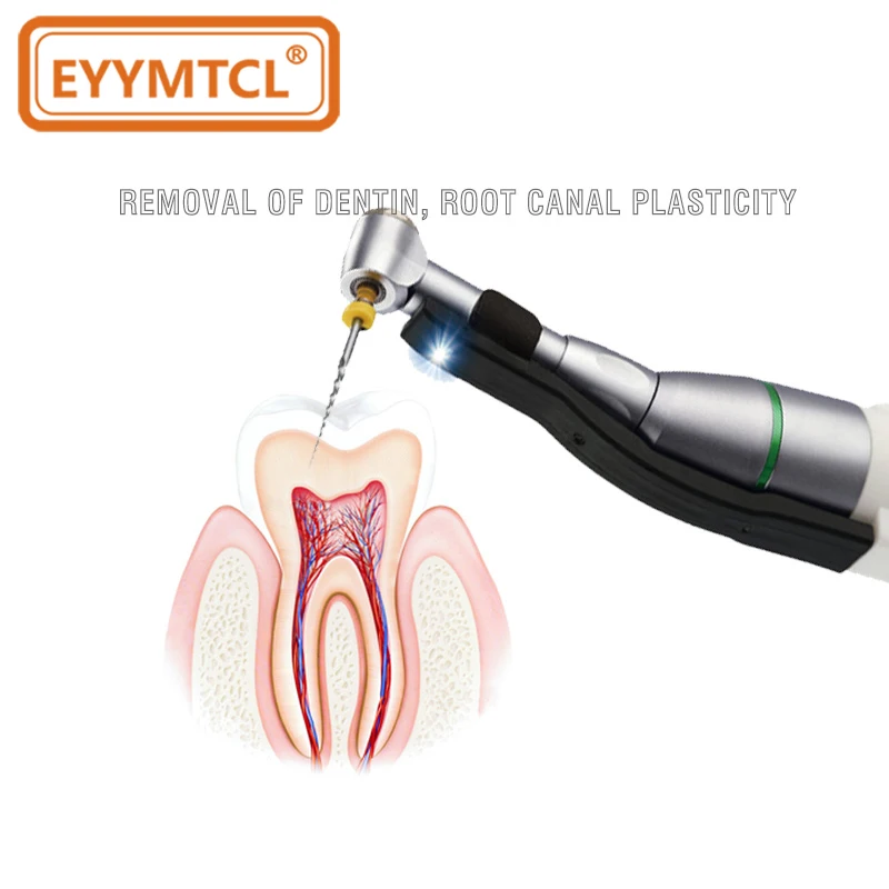 EYY Dental Wireless Endo Motor 16:1 Contra Angle Reduction Head Handpiece with LED Light Root Canal Endodontic Treatment Tools