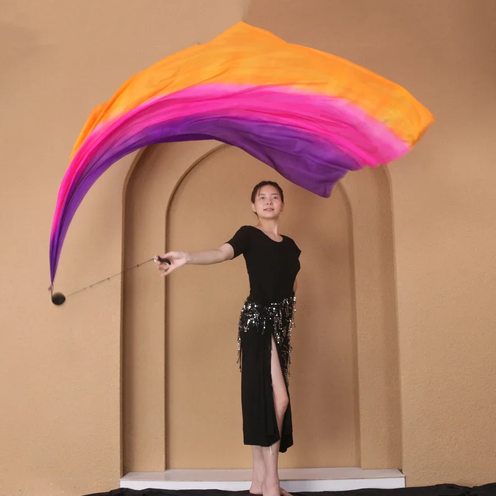 Silk Veil with Poi Ball Belly Dance Streamer Throw Ball in Haka Dance and Polynesian Veil Performance Prop Dance Costume Wom
