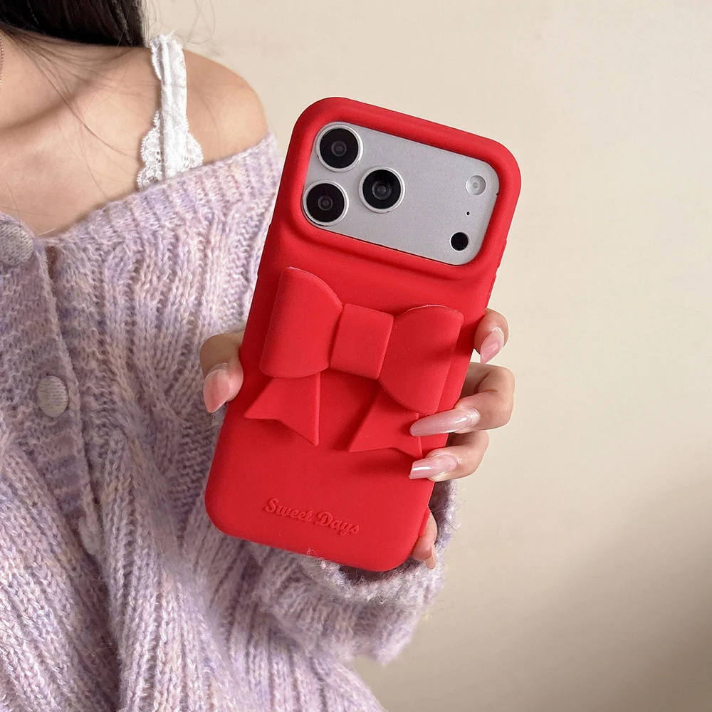 Niedliche 3D-Schleifen-Handyhülle für iPhone 17 16 15 14 13 12 Pro Max – Süße, stoßfeste Silikon-Rückabdeckung – Detail 8